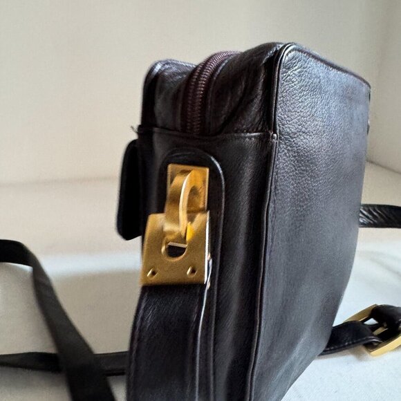 Perlina Vintage Dark Chocolate Brown Square Leather Small Everyday Crossbody - Picture 5 of 10